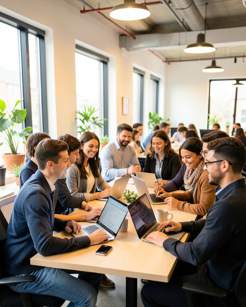 Young professionals collaborating in an office