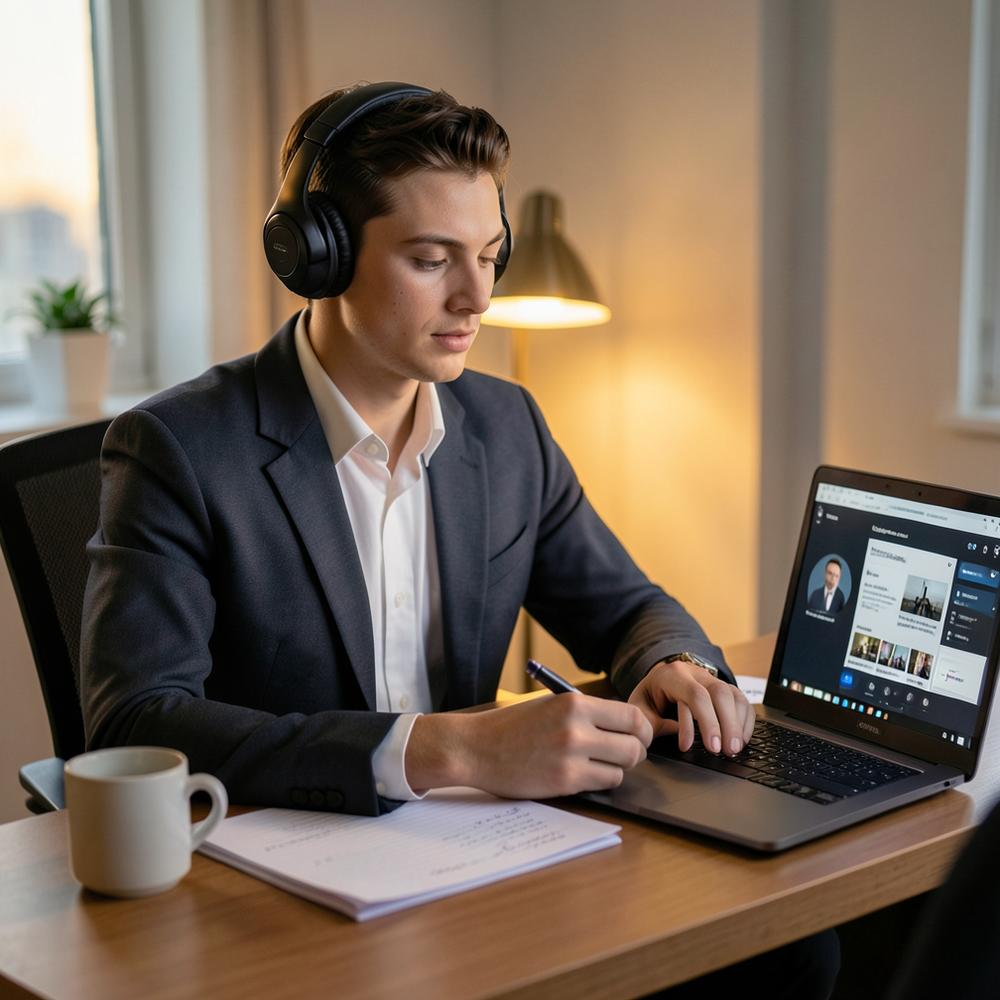 Young professional preparing for an interview