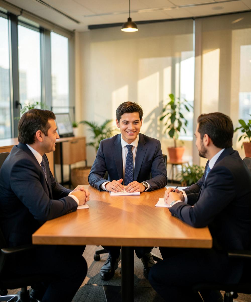 International student in a professional job interview